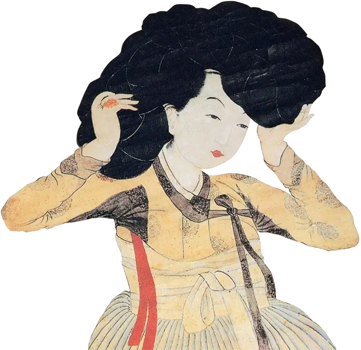 Painting titled 'Miindo: Yun family of Haenam,' depicting a traditional Korean portrait with vibrant colors and intricate details.