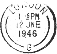 Scanned image of a 1946 domestic mail envelope from London to Bradford.